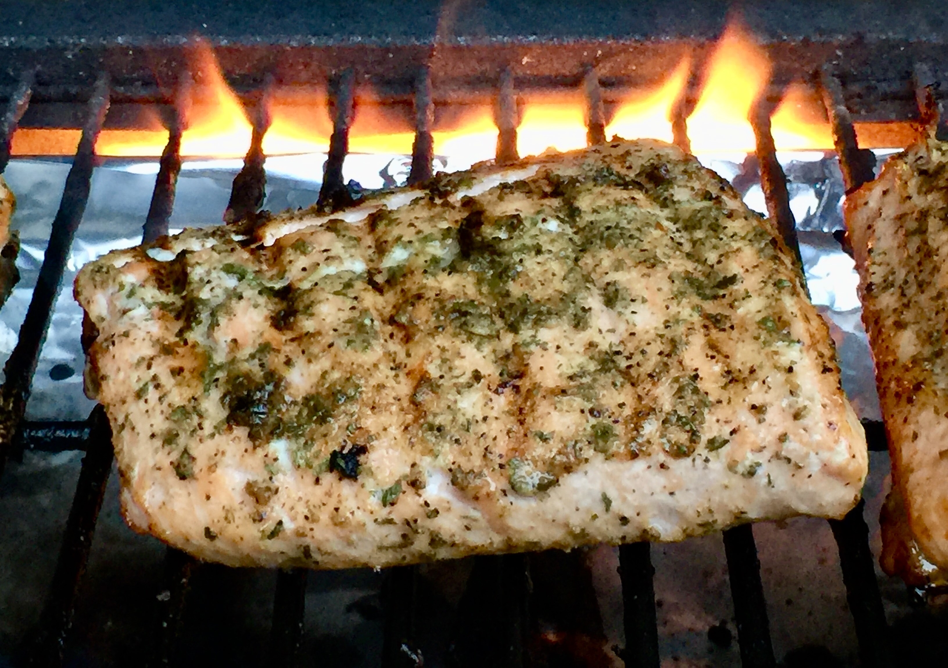 Grilled salmon prepared with HeiferDust seasoning
